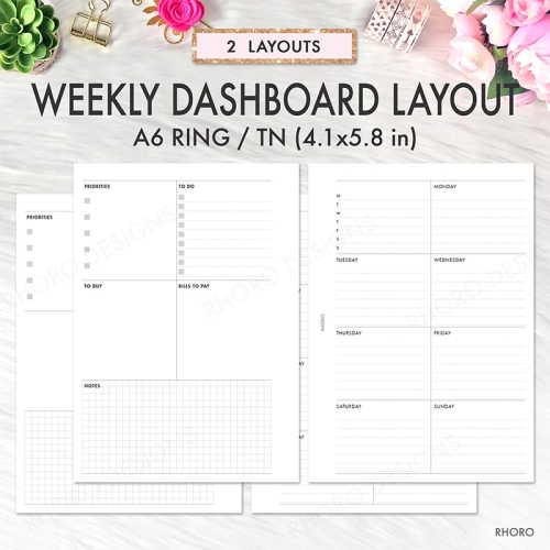 A6 - Rachel's Weekly Agenda - week on 2 pages, minimal design, printable  insert