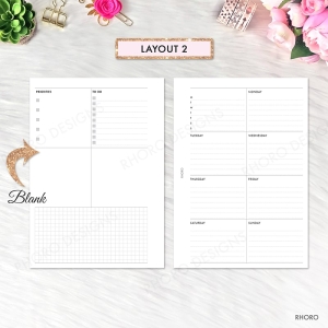 A6 Printable Planner Inserts, A6 Weekly Inserts, Weekly Vertical on 2 Pages  Undated Grid Hourly Time, A6 Printable, Foxy Fix A6, A6 Inserts