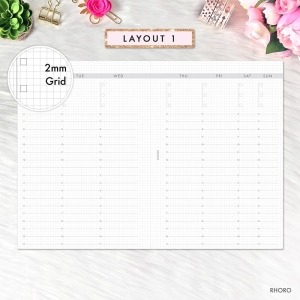 A6 Printable Planner Inserts, A6 Weekly Inserts, Weekly Vertical on 2 Pages  Undated Grid Hourly Time, A6 Printable, Foxy Fix A6, A6 Inserts - Rhoro Designs  Planner Insert Printables