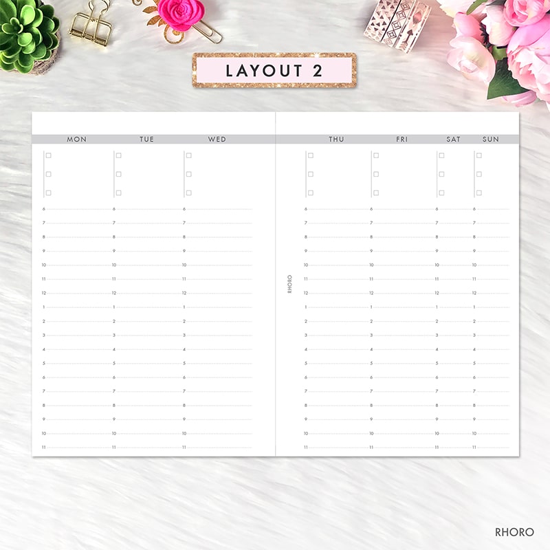 A6 Weekly Planner Refill Undated, 2-Page Per Week with Hourly Schedule,  Monthly Tabs, Extra Note Pag…See more A6 Weekly Planner Refill Undated,  2-Page