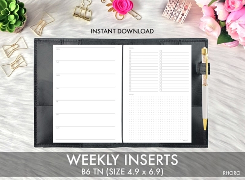 Personal Size Week On Two Pages Printable Planner Inserts, Vertical Box Weekly  Planner Refill, Filofax Personal Foxy Fix Inserts Printable - Rhoro Designs  Planner Insert Printables