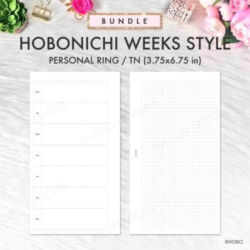 Personal Size Week On Two Pages Printable Planner Inserts, Vertical Box Weekly  Planner Refill, Filofax Personal Foxy Fix Inserts Printable - Rhoro Designs  Planner Insert Printables