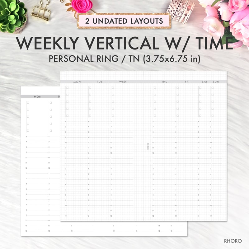 Personal Wide Rachels Weekly Agenda Week on 2 Pages, Minimal Design,  Printable Insert 