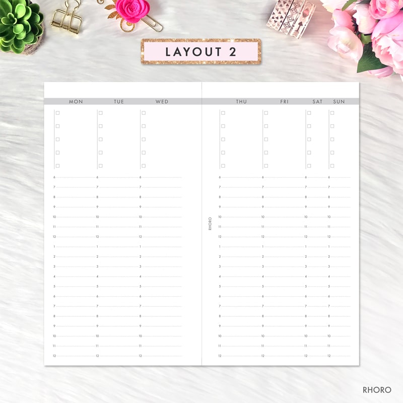 Personal Size Week On Two Pages Printable Planner Inserts, Vertical Box Weekly  Planner Refill, Filofax Personal Foxy Fix Inserts Printable - Rhoro Designs  Planner Insert Printables