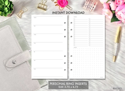 PP010 Hobonichi Weeks Inspired Week on 2 Pages for Personal Rings Printable  Planner 