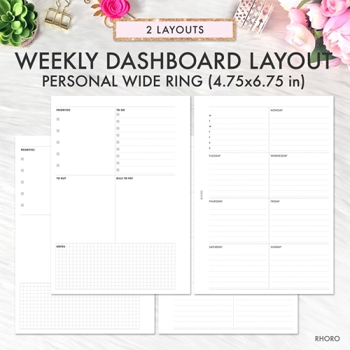 Personal Size Week On Two Pages Printable Planner Inserts, Vertical Box Weekly  Planner Refill, Filofax Personal Foxy Fix Inserts Printable - Rhoro Designs  Planner Insert Printables